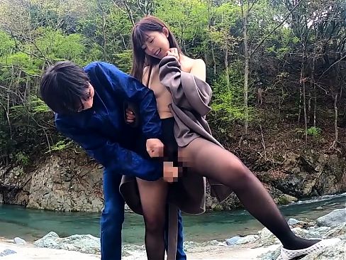 Teasing busty japanese beauty pounded after outdoor blowjob